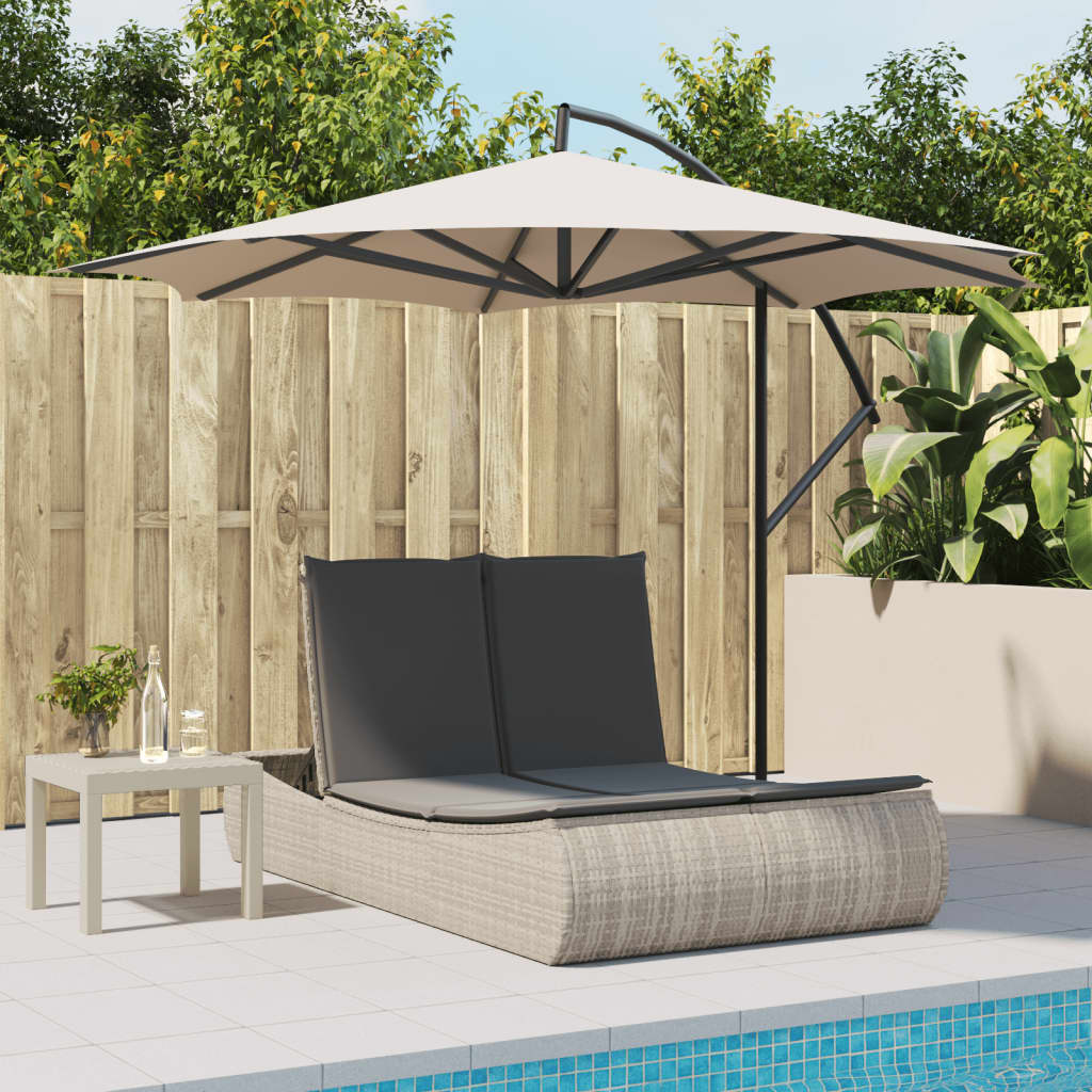 Doppel-Sonnenliege Mit Kissen Poly Rattan