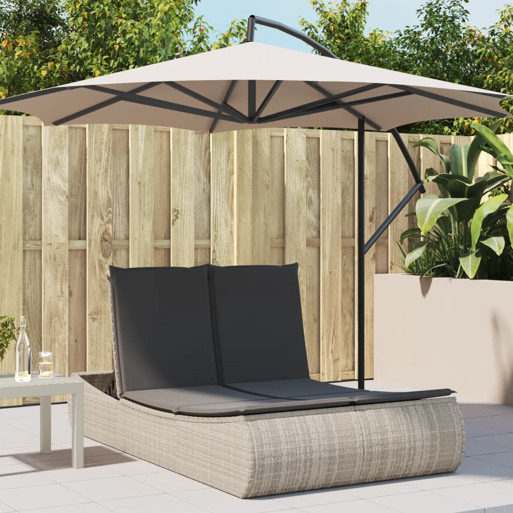 Doppel-Sonnenliege Mit Kissen Poly Rattan