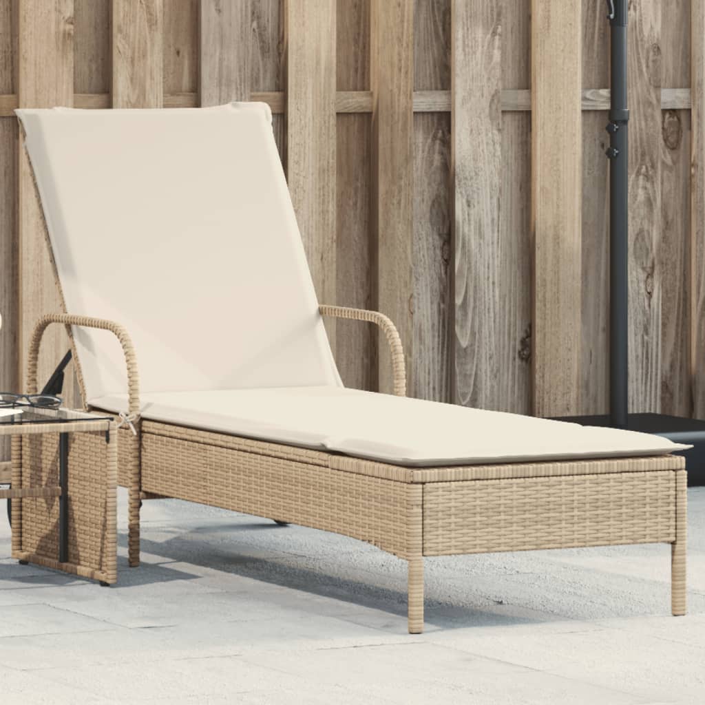 Sonnenliege Mit Rollen Und Auflage Poly Rattan