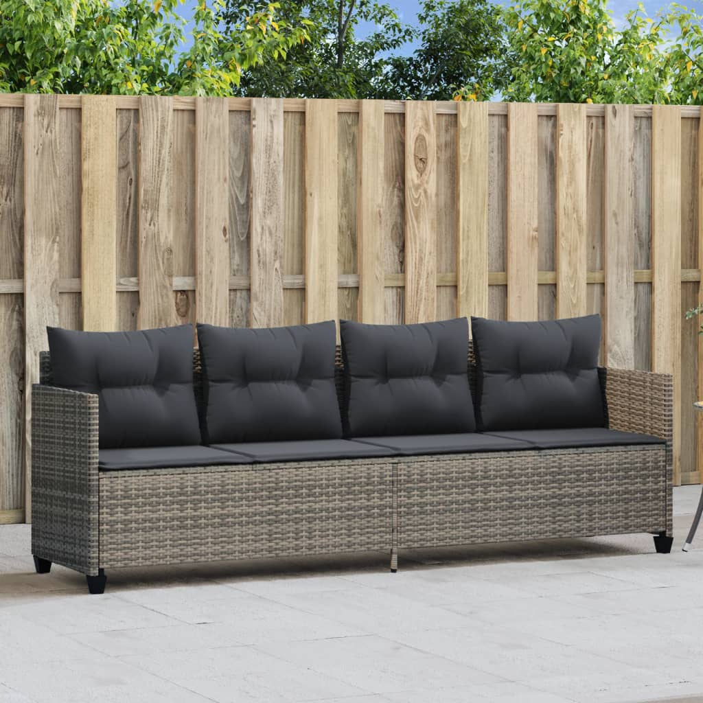 Sonnenliege Mit Dach Und Kissen Beige Poly Rattan