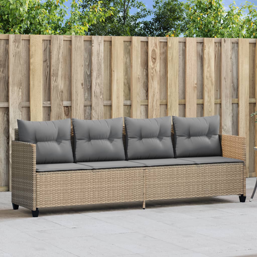 Sonnenliege Mit Dach Und Kissen Beige Poly Rattan