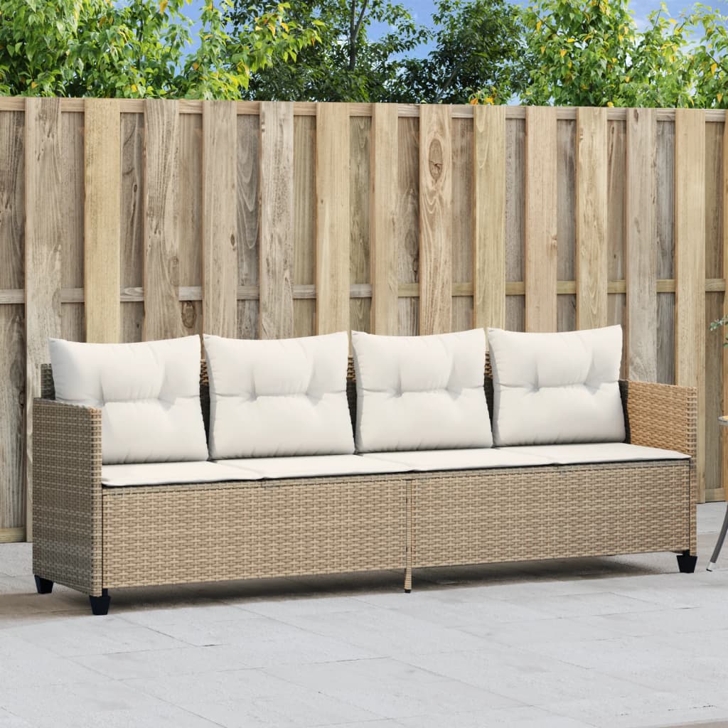 Sonnenliege Mit Dach Und Kissen Beige Poly Rattan