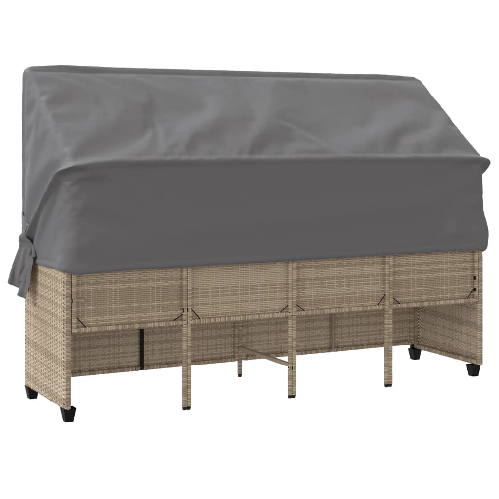 Sonnenliege Mit Dach Und Kissen Beige Poly Rattan