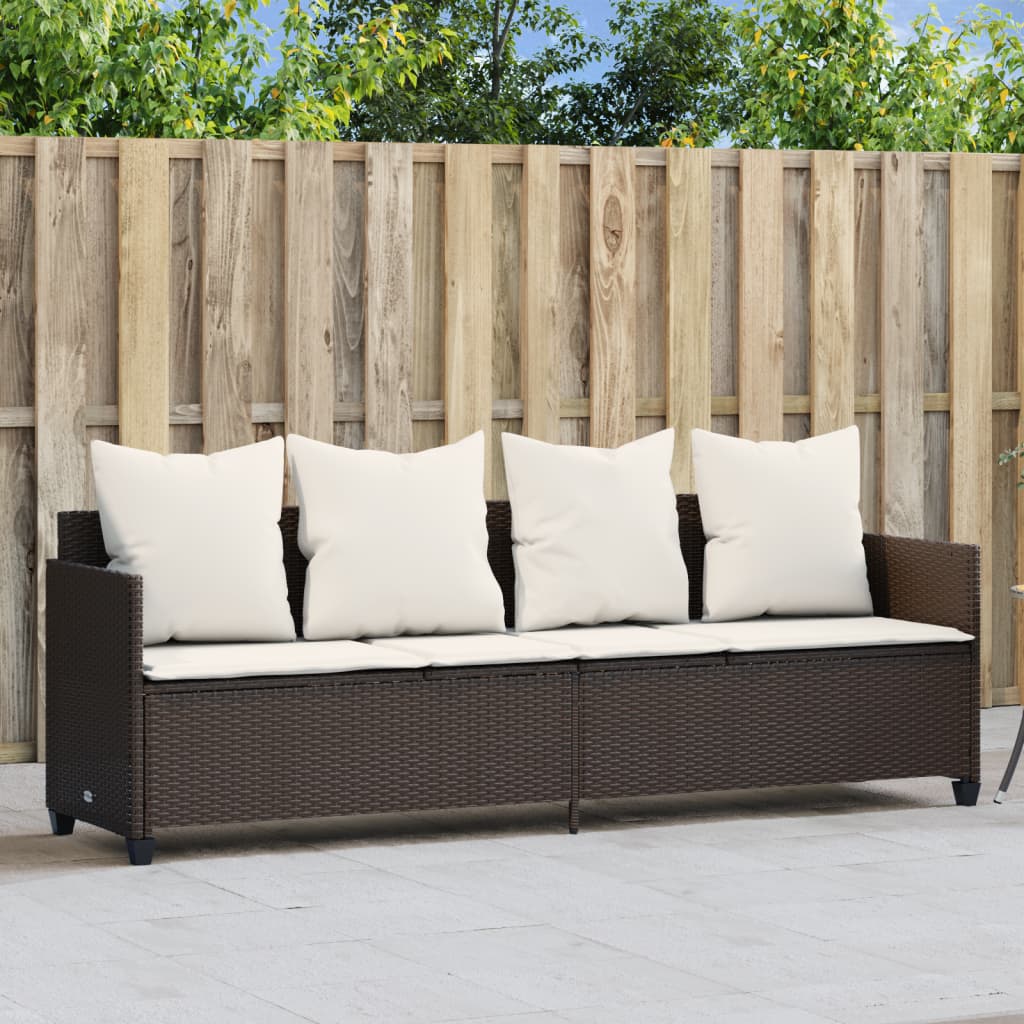 Sonnenliege Mit Dach Und Kissen Braun Poly Rattan