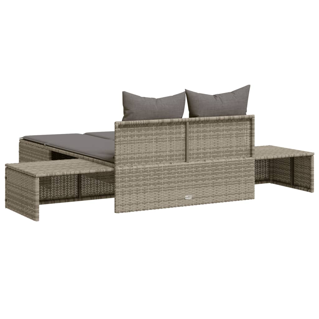 Doppel-Sonnenliege Mit Kissen Poly Rattan