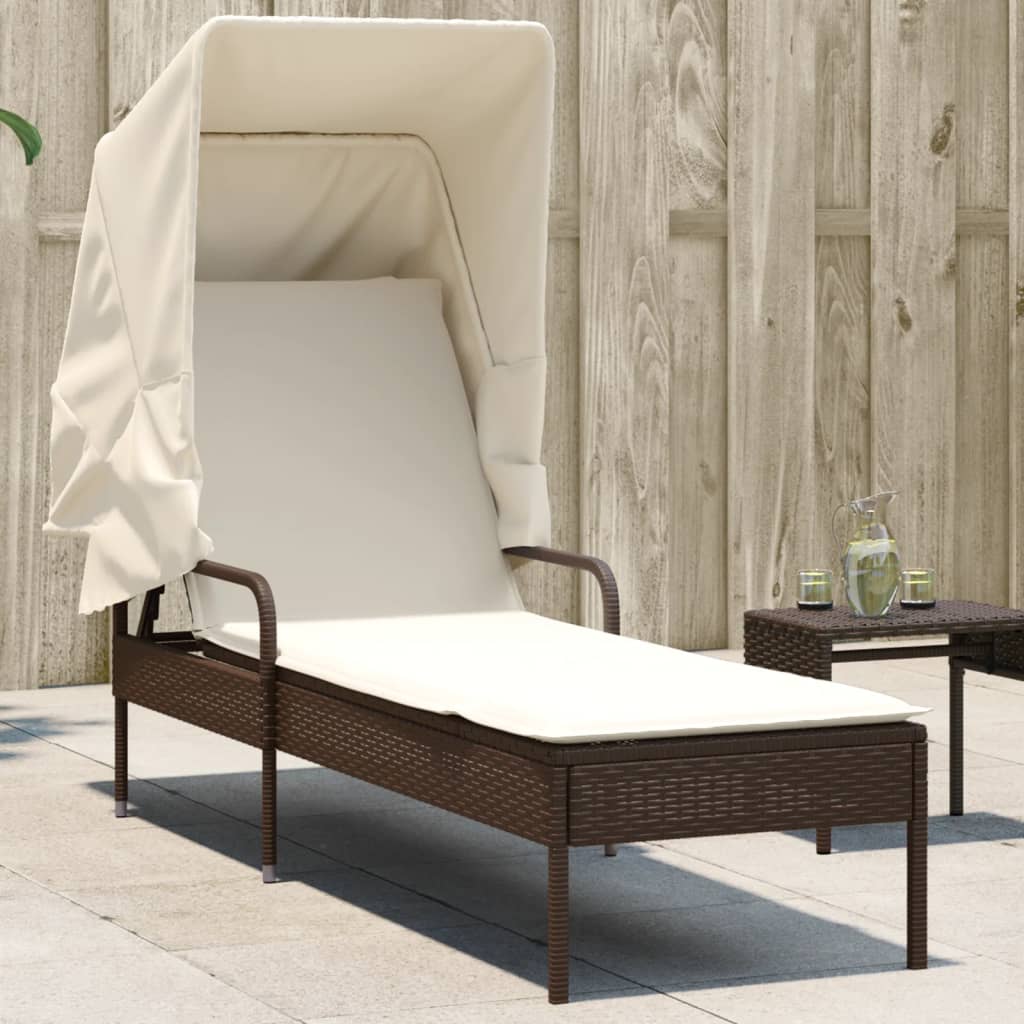 Sonnenliege Mit Dach Poly Rattan