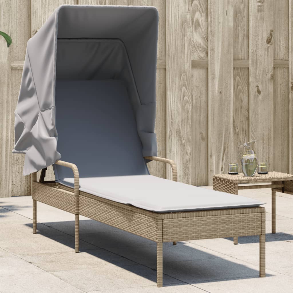 Sonnenliege Mit Dach Poly Rattan