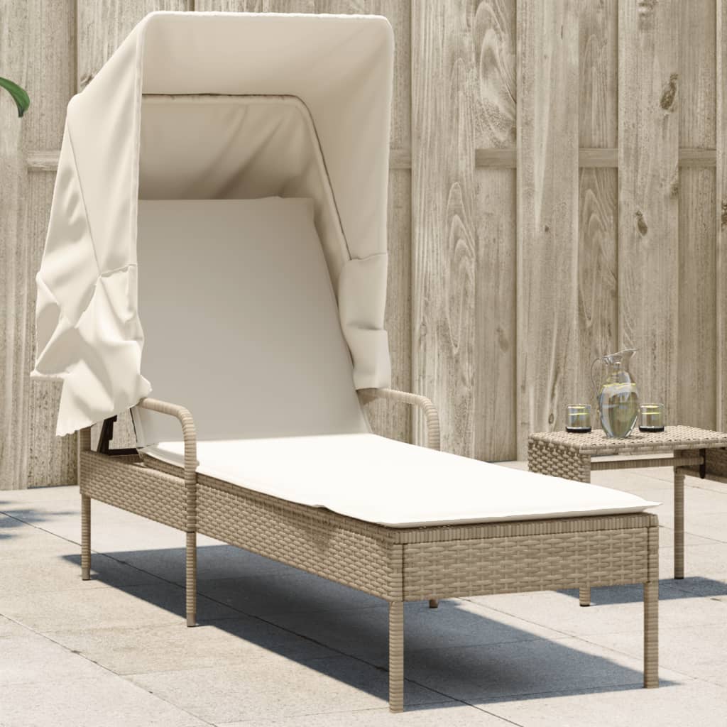 Sonnenliege Mit Dach Poly Rattan