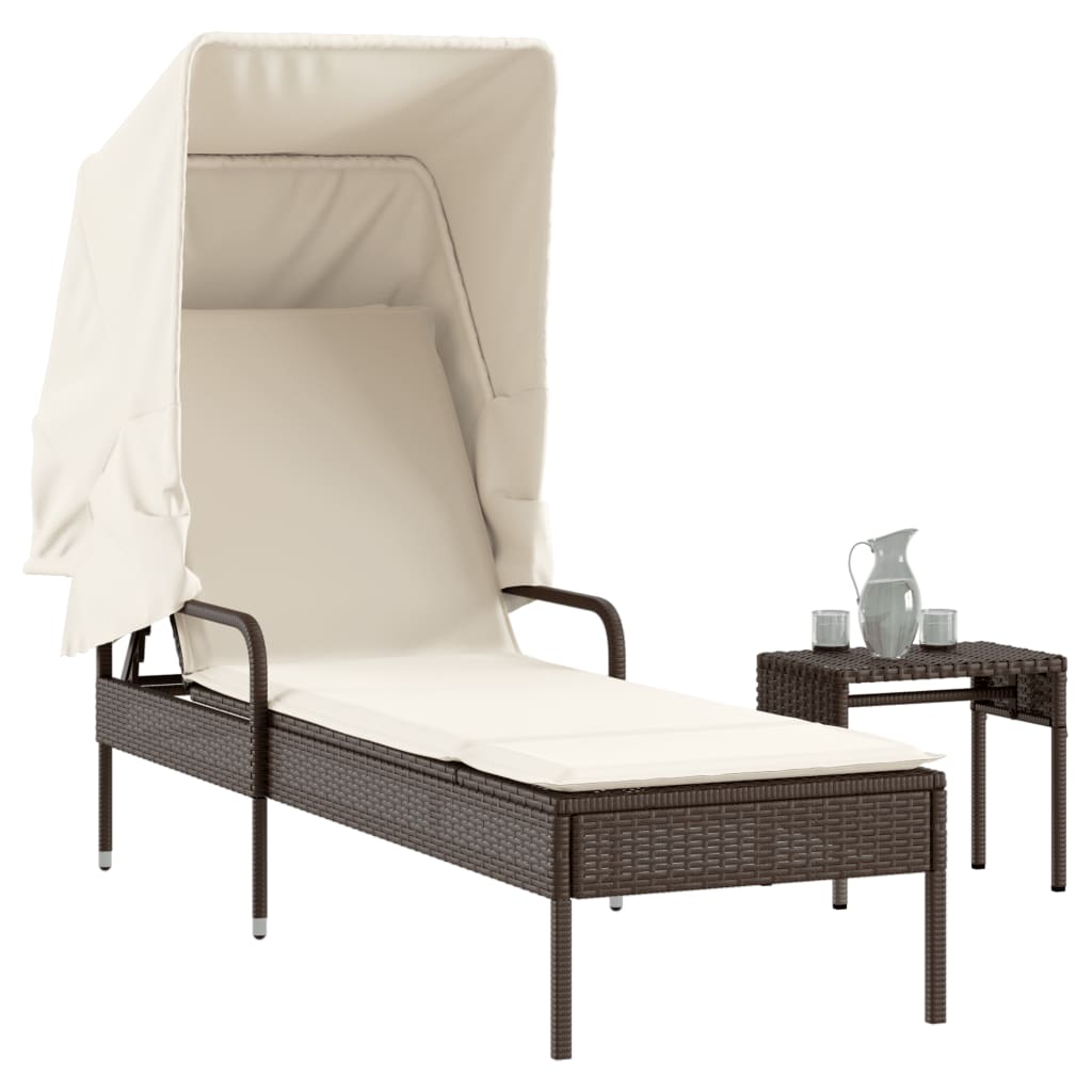 Sonnenliege Mit Dach Poly Rattan