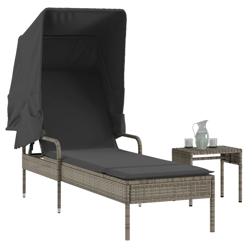 Sonnenliege Mit Dach Poly Rattan