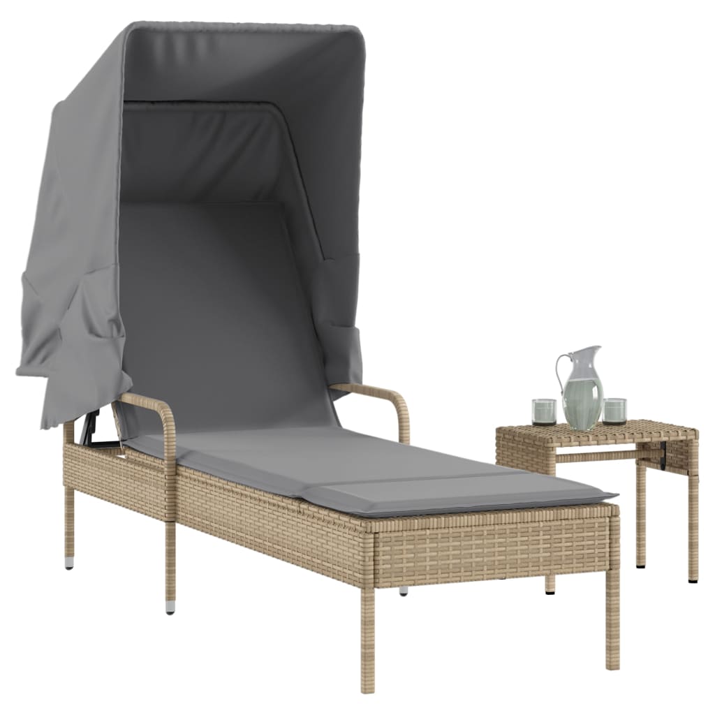 Sonnenliege Mit Dach Poly Rattan