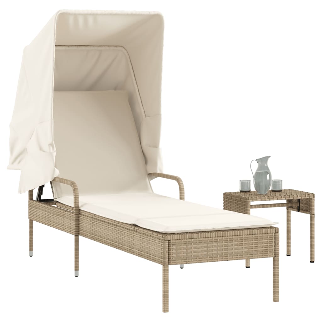 Sonnenliege Mit Dach Poly Rattan