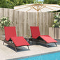 Sonnenliegen 2 Stk. Mit Tisch Poly Rattan