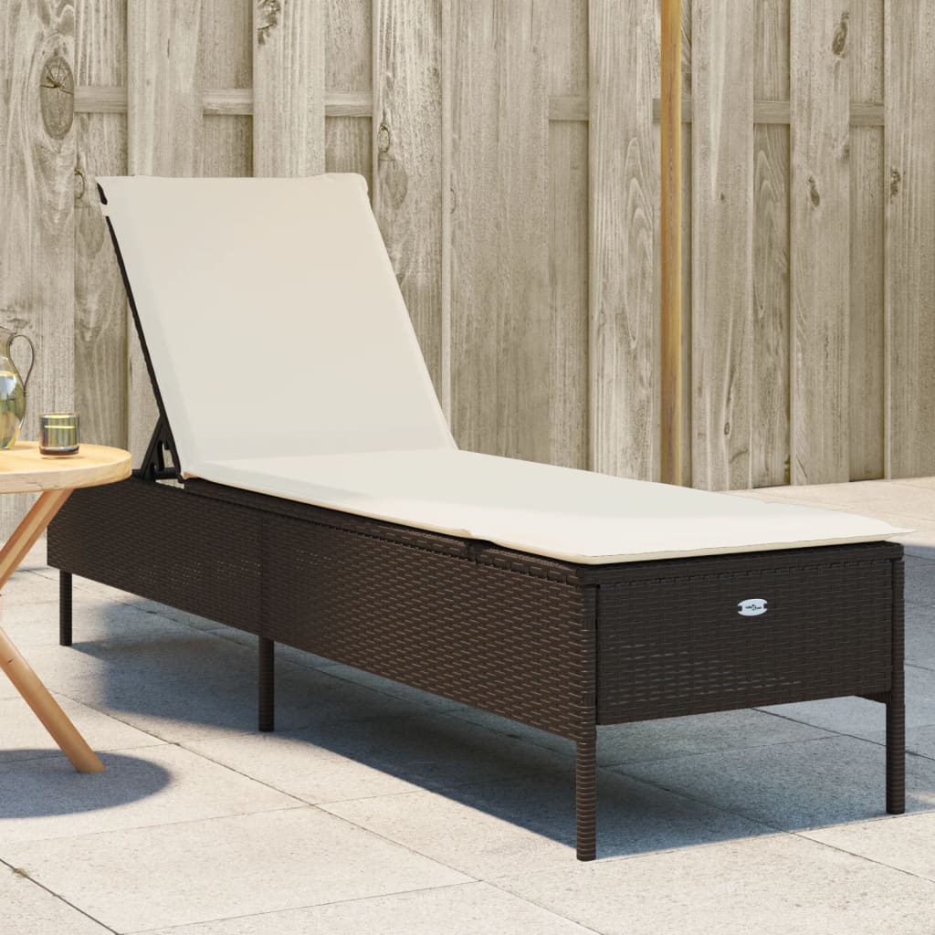 Sonnenliegen 2 Stk. Mit Tisch Poly Rattan