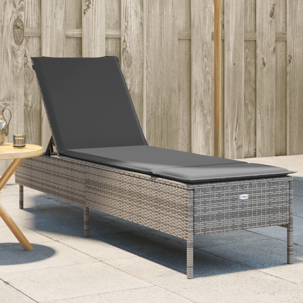 Sonnenliegen 2 Stk. Mit Tisch Poly Rattan