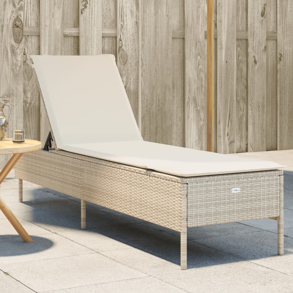 Sonnenliegen 2 Stk. Mit Tisch Poly Rattan