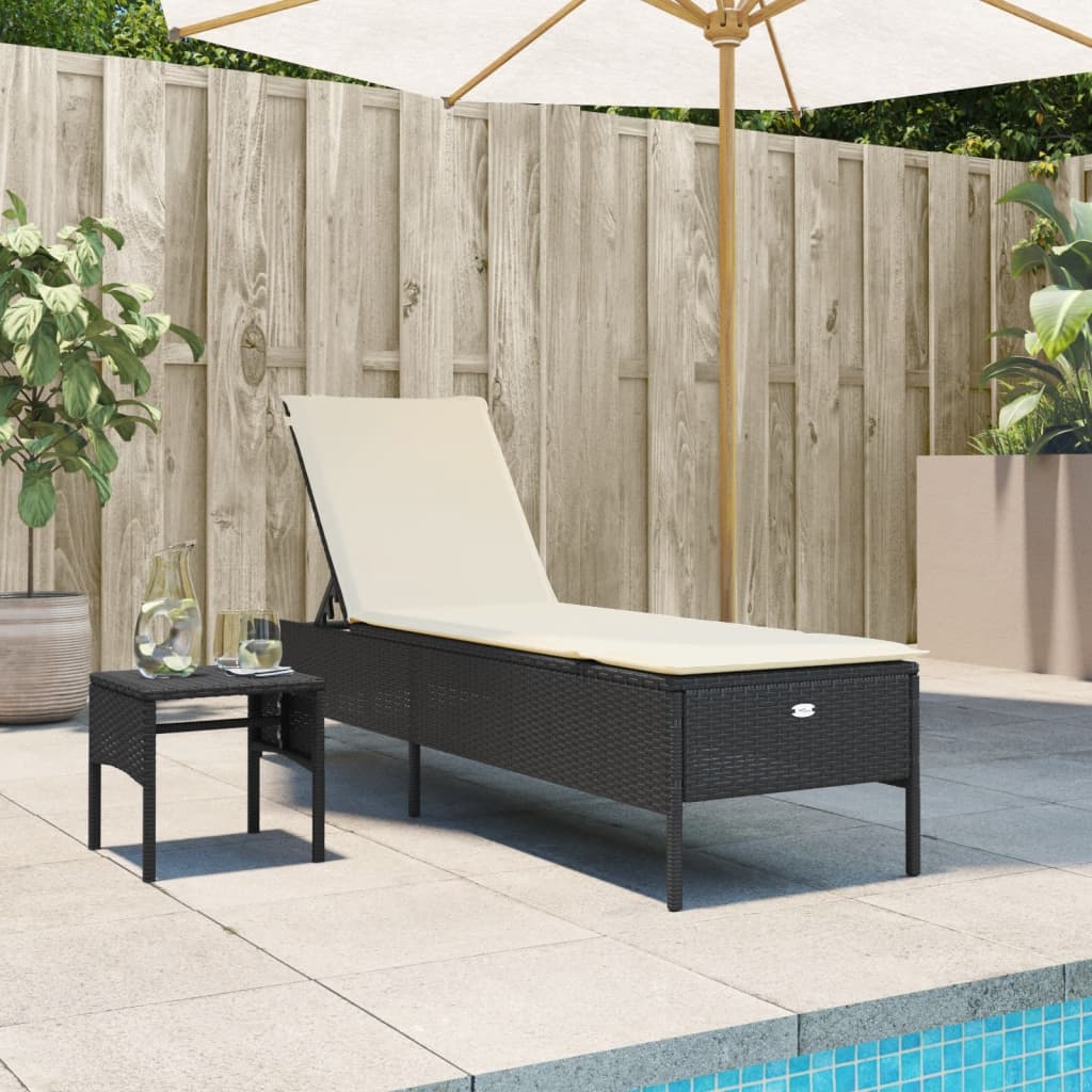 Sonnenliegen 2 Stk. Mit Tisch Poly Rattan