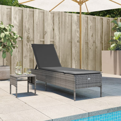 Sonnenliegen 2 Stk. Mit Tisch Poly Rattan