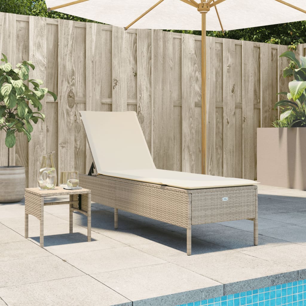 Sonnenliegen 2 Stk. Mit Tisch Poly Rattan