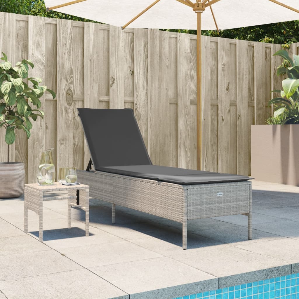 Sonnenliegen 2 Stk. Mit Tisch Poly Rattan