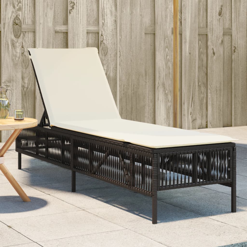 Sonnenliegen 2 Stk. Mit Tisch Poly Rattan