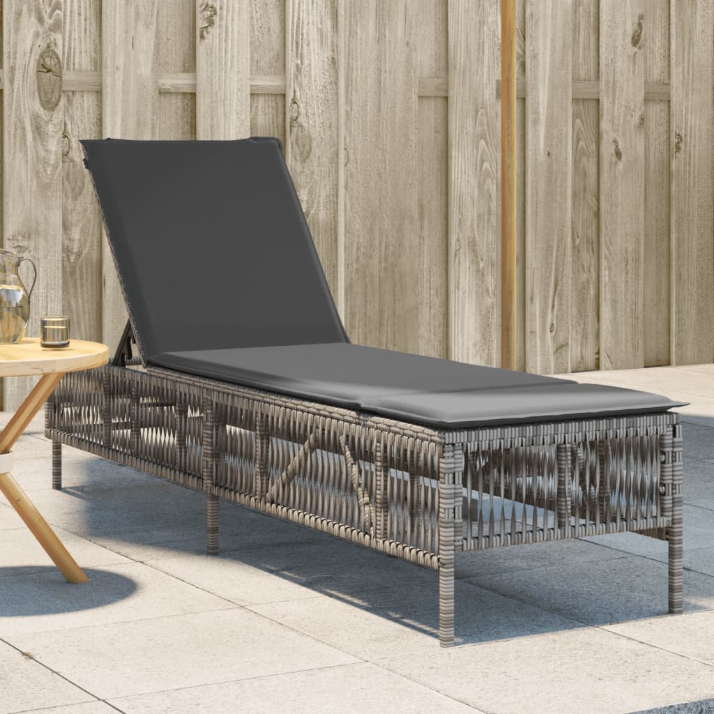 Sonnenliegen 2 Stk. Mit Tisch Poly Rattan