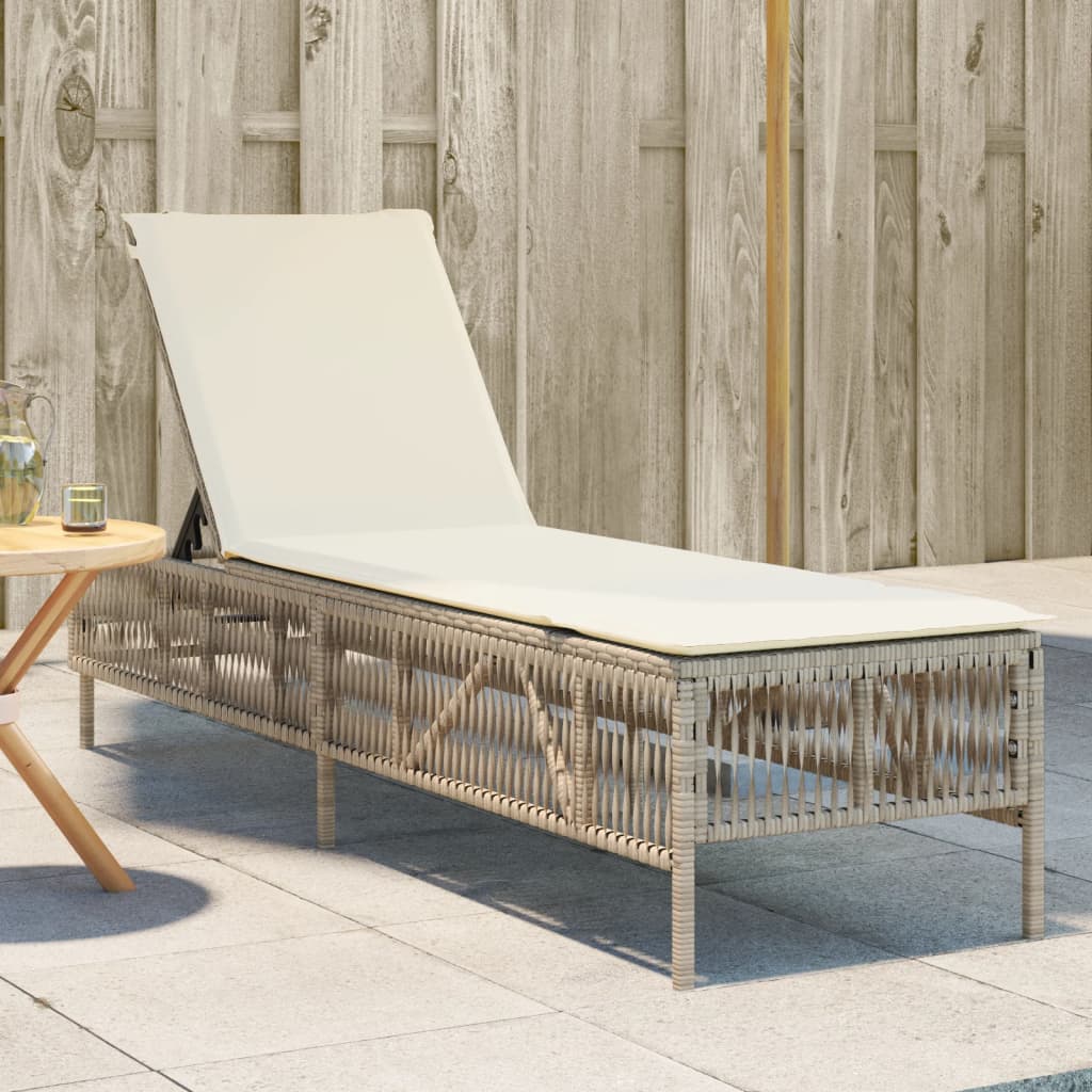 Sonnenliegen 2 Stk. Mit Tisch Poly Rattan