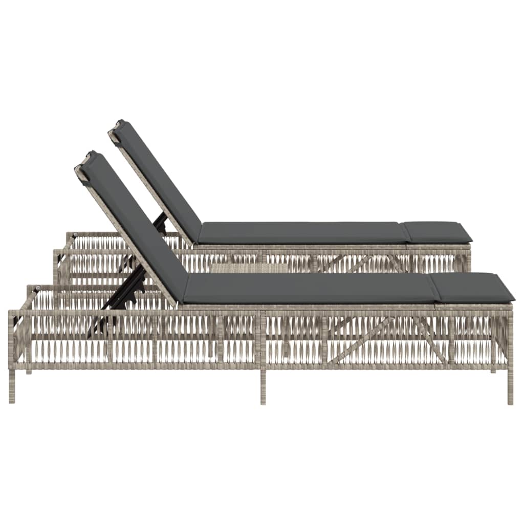 Sonnenliegen 2 Stk. Mit Tisch Poly Rattan