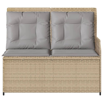 Gartenbank Verstellbar Mit Kissen Beige Poly Rattan