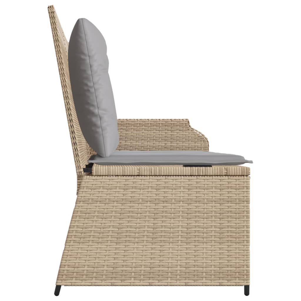 Gartenbank Verstellbar Mit Kissen Beige Poly Rattan