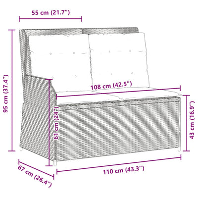 Gartenbank Verstellbar Mit Kissen Schwarz Poly Rattan