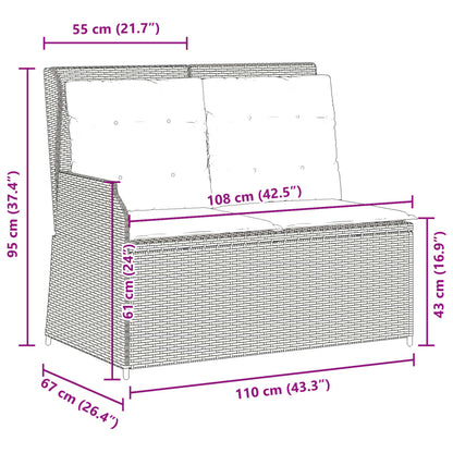 Gartenbank Verstellbar Mit Kissen Braun Poly Rattan Dunkelgrün