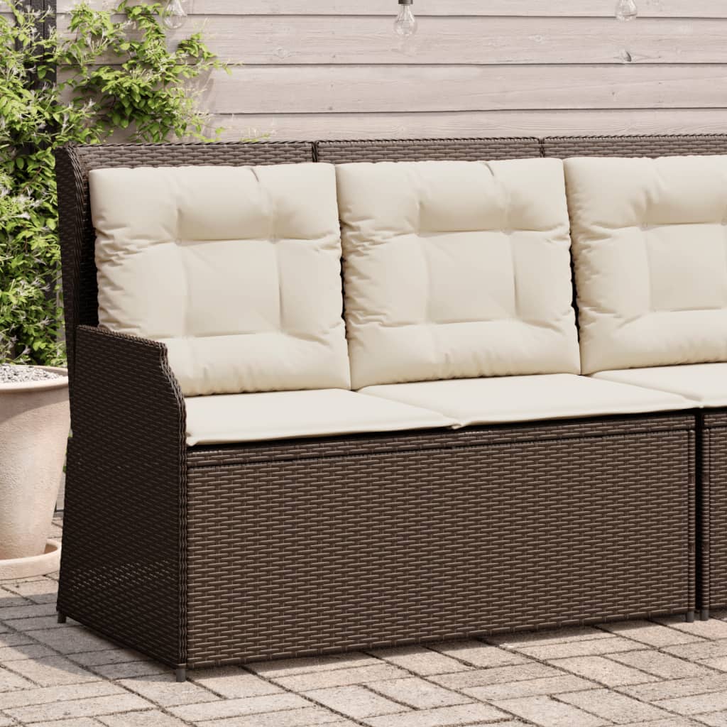 Gartenbank Verstellbar Mit Kissen Braun Poly Rattan Dunkelgrün