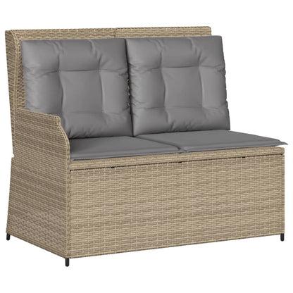 Gartenbank Verstellbar Mit Kissen Beige Poly Rattan Dunkelgrau