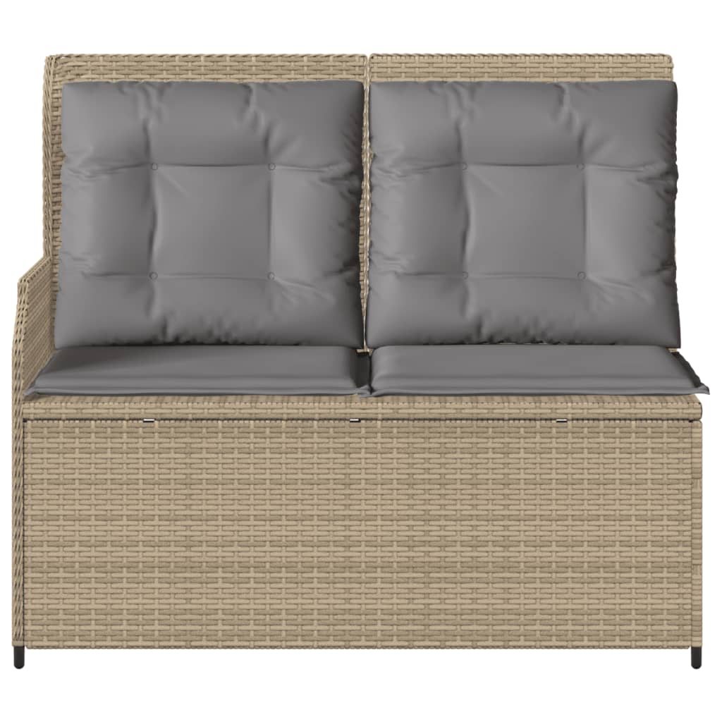 Gartenbank Verstellbar Mit Kissen Beige Poly Rattan Dunkelgrau