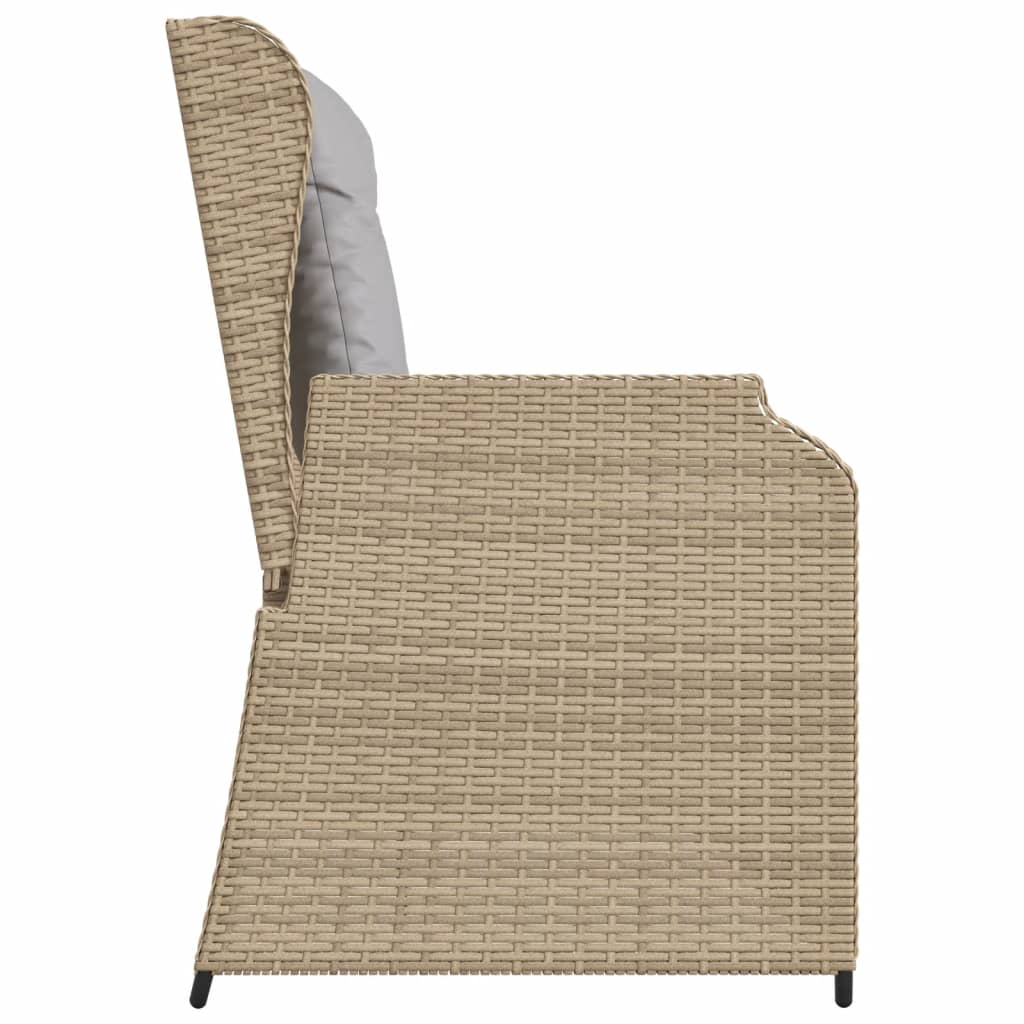 Gartenbank Verstellbar Mit Kissen Beige Poly Rattan Dunkelgrau