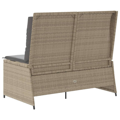 Gartenbank Verstellbar Mit Kissen Beige Poly Rattan Dunkelgrau