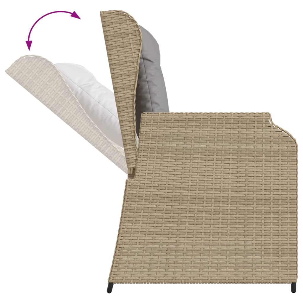 Gartenbank Verstellbar Mit Kissen Beige Poly Rattan Dunkelgrau