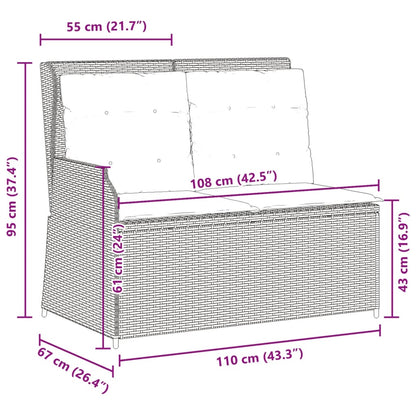 Gartenbank Verstellbar Mit Kissen Beige Poly Rattan Dunkelgrau