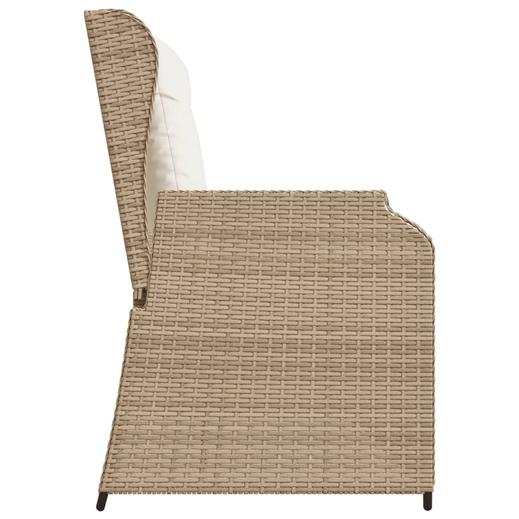 Gartenbank Verstellbar Mit Kissen Beige Poly Rattan Hellgrau