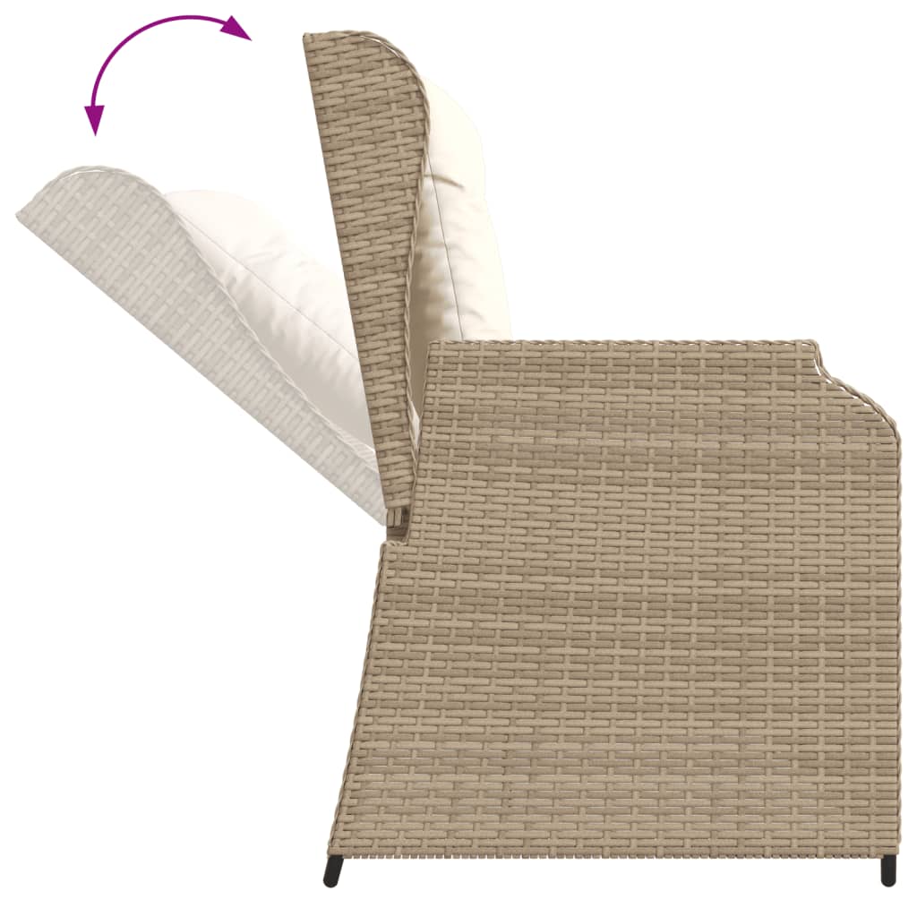 Gartenbank Verstellbar Mit Kissen Beige Poly Rattan Hellgrau