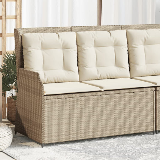 Gartenbank Verstellbar Mit Kissen Beige Poly Rattan Hellgrau