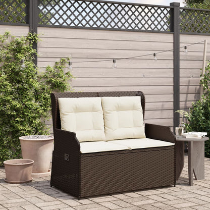 Gartenbank Verstellbar Mit Kissen Braun Poly Rattan