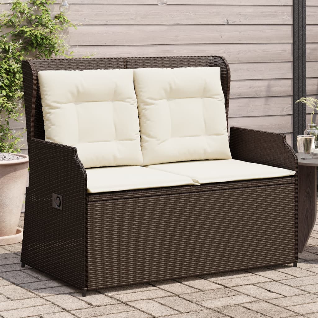 Gartenbank Verstellbar Mit Kissen Braun Poly Rattan