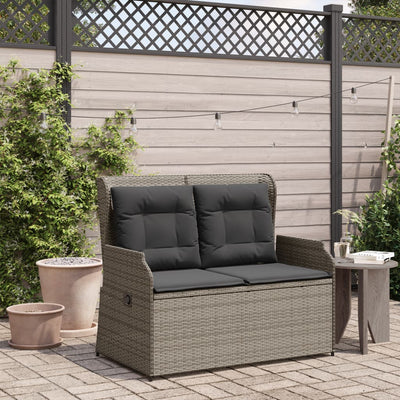 Gartenbank Verstellbar Mit Kissen Grau Poly Rattan