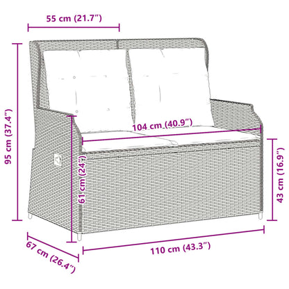 Gartenbank Verstellbar Mit Kissen Grau Poly Rattan