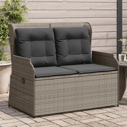 Gartenbank Verstellbar Mit Kissen Grau Poly Rattan