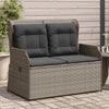 Gartenbank Verstellbar Mit Kissen Grau Poly Rattan