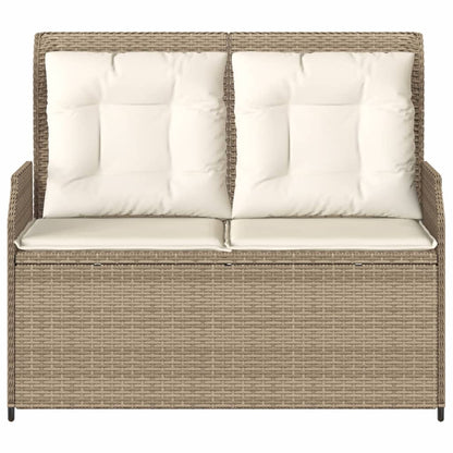 Gartenbank Verstellbar Mit Kissen Beige Poly Rattan