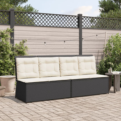 Gartenbank Verstellbar Mit Kissen Schwarz Poly Rattan